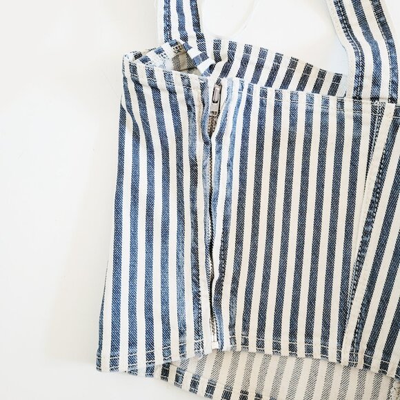 SOLD Zara Striped Denim Cropped Buster Top NWOT - Size X-Large - Picture 5 of 9